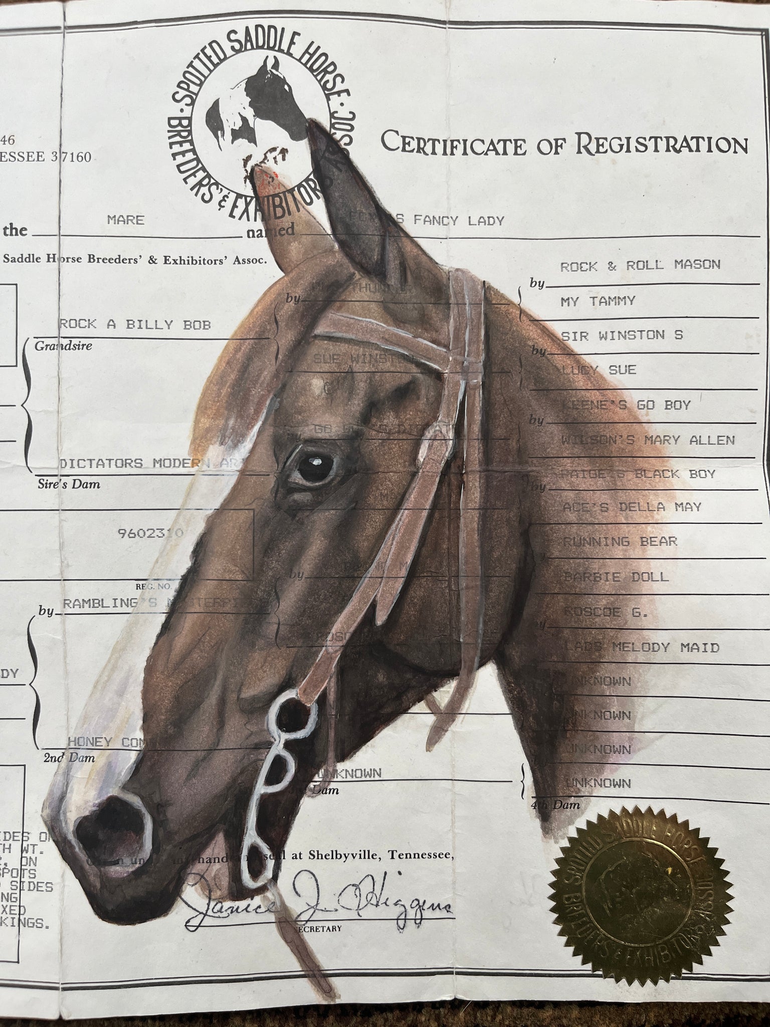 Horse Registration Paper Painting Deposit